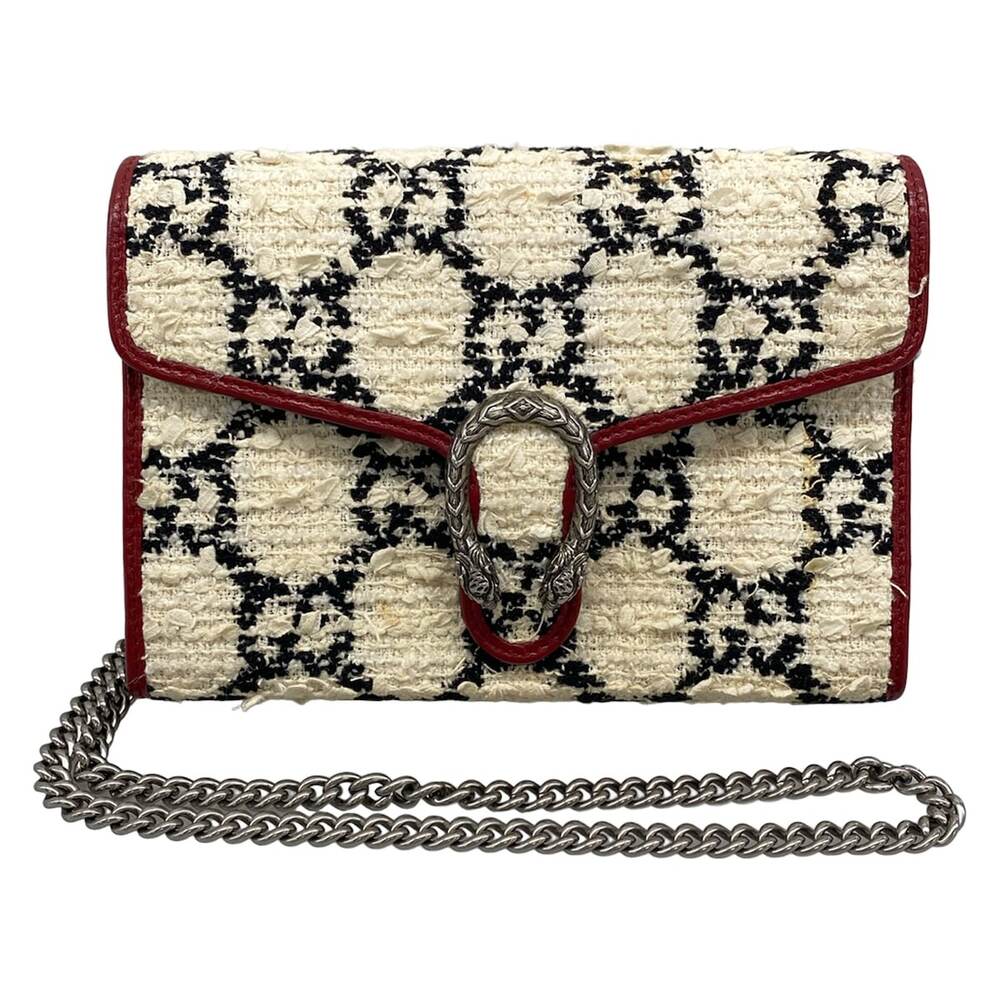 Gucci Dionysus Other Style Wallet 401231 Cream Black Red Tweeds Leather